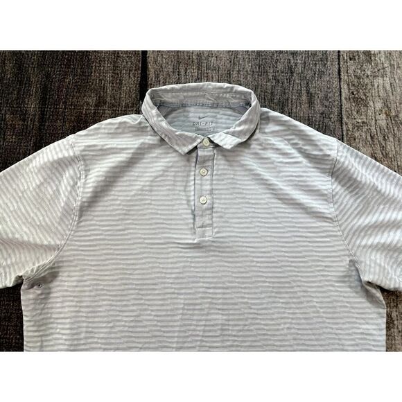 Nike Golf Dri Fit Striped White Grey Polo Shirt Men's Large Dri-Fit Golfing - Picture 2 of 9